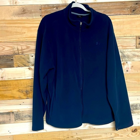 Starter size XL navy zip up fleece jacket with pockets - Picture 1 of 8
